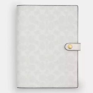 NWT 🤍 Coach Notebook in Signature Canvas and Smooth Leather • Chalk / White